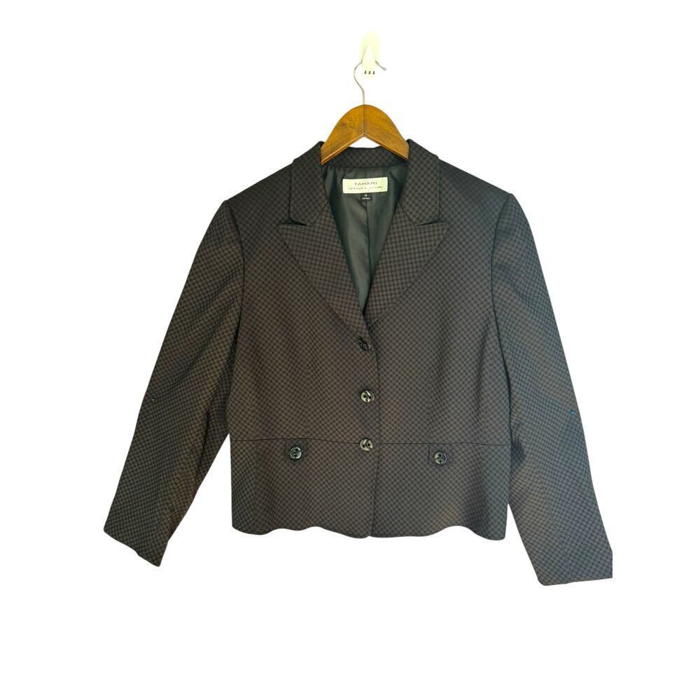 Tahari Arthur S. Levine Women’s Blazer Jacket 16‎ Black Geometric Button Front